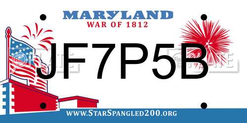 JF7P5B Maryland License Plate