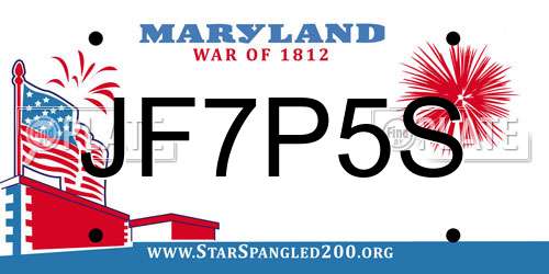 JF7P5S Maryland License Plate
