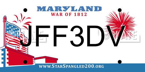 JFF3DV Maryland License Plate