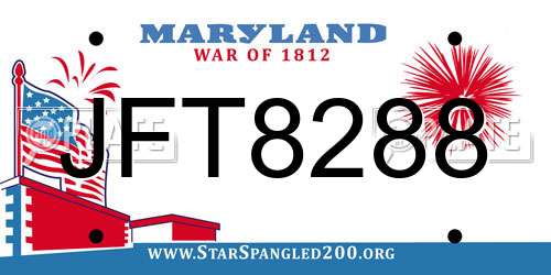 JFT8288 Maryland License Plate