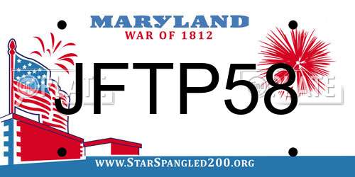 JFTP58 Maryland License Plate