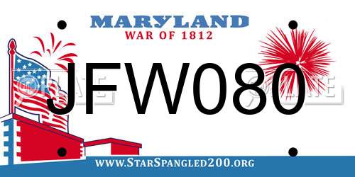JFW080 Maryland License Plate