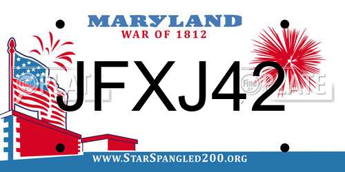 JFXJ42 Maryland License Plate