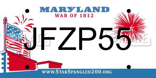 JFZP55 Maryland License Plate