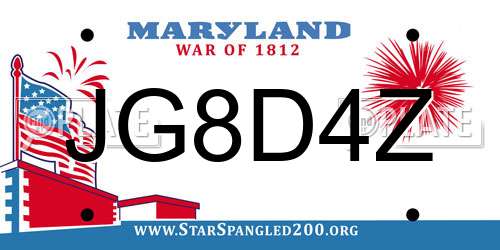 JG8D4Z Maryland License Plate