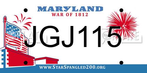 JGJ115 Maryland License Plate