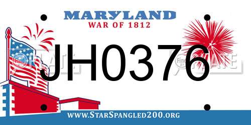 JH0376 Maryland License Plate