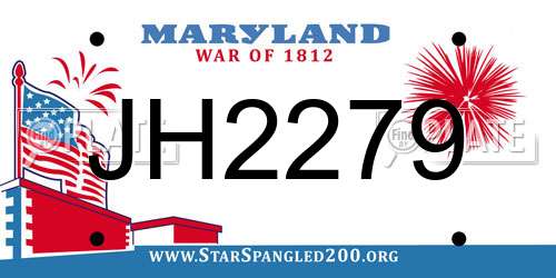 JH2279 Maryland License Plate
