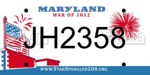 JH2358 Maryland License Plate