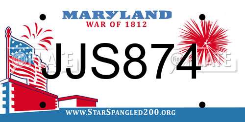 JJS874 Maryland License Plate