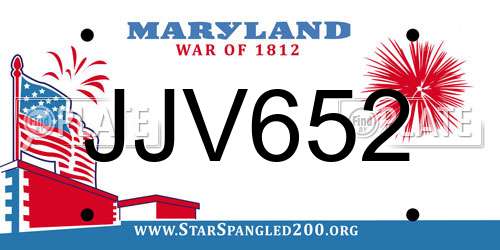 JJV652 Maryland License Plate