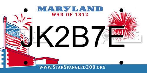 JK2B7E Maryland License Plate