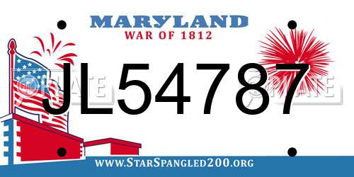 JL54787 Maryland License Plate