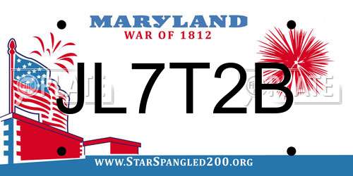 JL7T2B Maryland License Plate