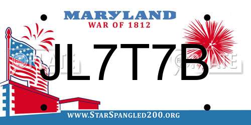 JL7T7B Maryland License Plate