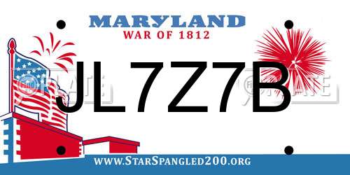 JL7Z7B Maryland License Plate