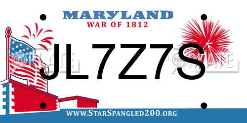 JL7Z7S Maryland License Plate