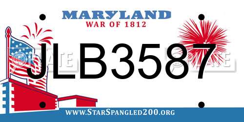 JLB3587 Maryland License Plate