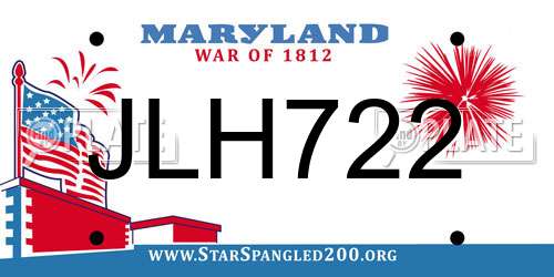 JLH722 Maryland License Plate