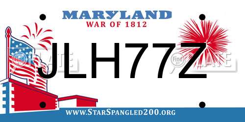 JLH77Z Maryland License Plate