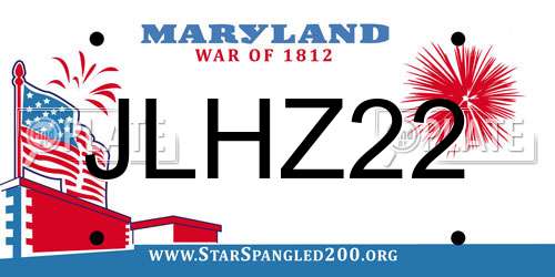 JLHZ22 Maryland License Plate