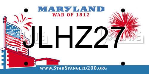 JLHZ27 Maryland License Plate