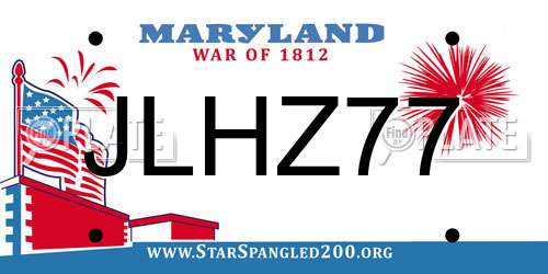 JLHZ77 Maryland License Plate