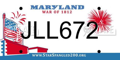 JLL672 Maryland License Plate