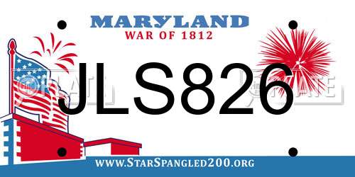 JLS826 Maryland License Plate