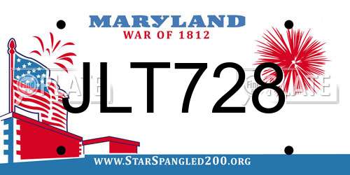 JLT728 Maryland License Plate