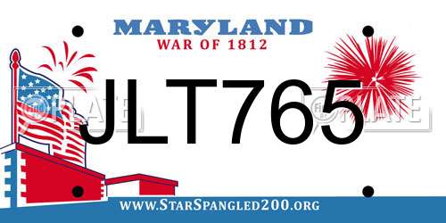JLT765 Maryland License Plate