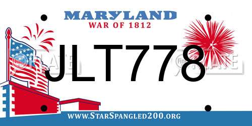 JLT778 Maryland License Plate