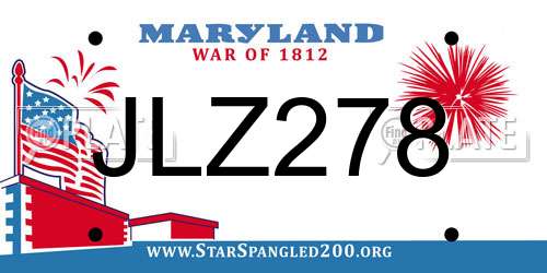 JLZ278 Maryland License Plate
