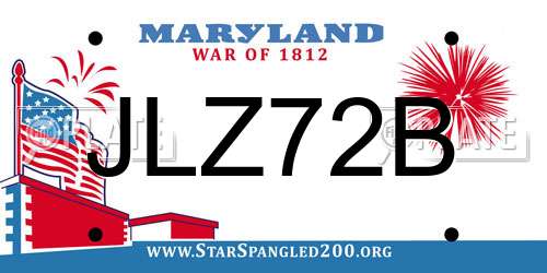 JLZ72B Maryland License Plate