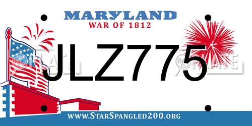 JLZ775 Maryland License Plate