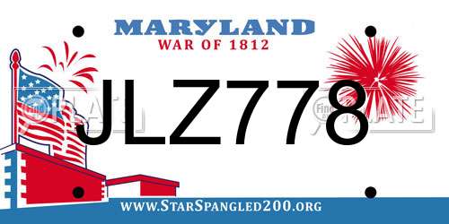 JLZ778 Maryland License Plate