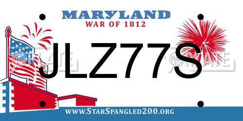 JLZ77S Maryland License Plate