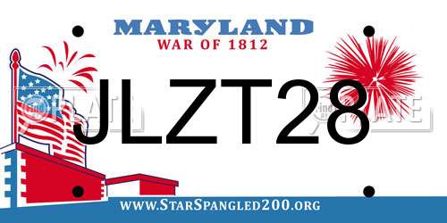 JLZT28 Maryland License Plate