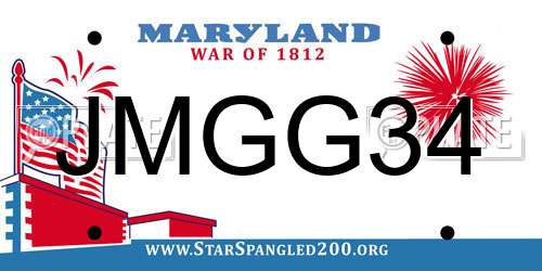 JMGG34 Maryland License Plate