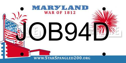 JOB94D Maryland License Plate