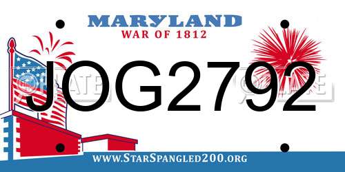 JOG2792 Maryland License Plate