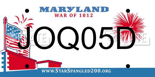 JOQ05D Maryland License Plate