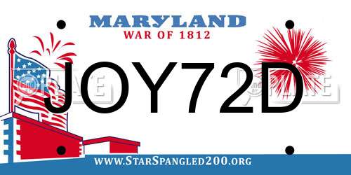 JOY72D Maryland License Plate
