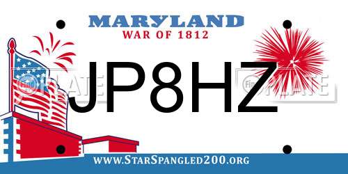 JP8HZ Maryland License Plate