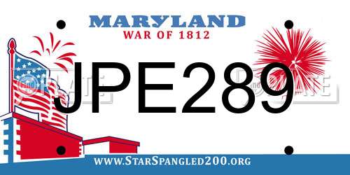 JPE289 Maryland License Plate