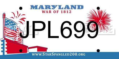 JPL699 Maryland License Plate