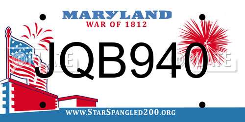 JQB940 Maryland License Plate