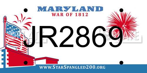 JR2869 Maryland License Plate
