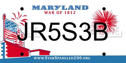 JR5S3B Maryland License Plate