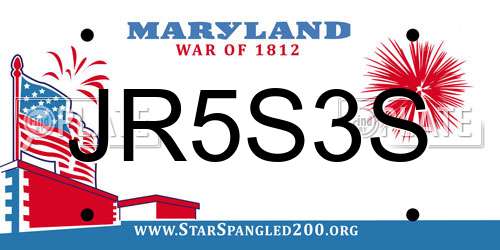 JR5S3S Maryland License Plate